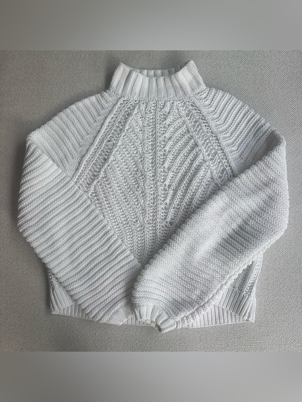Free People Classic Cable Knit Mock Neck Sweater - White